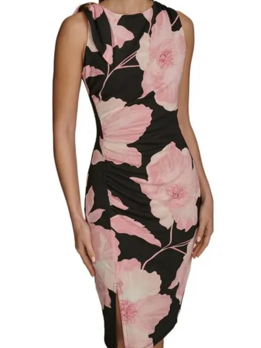 Donna Karan Sheath Dress with Pink Floral Print